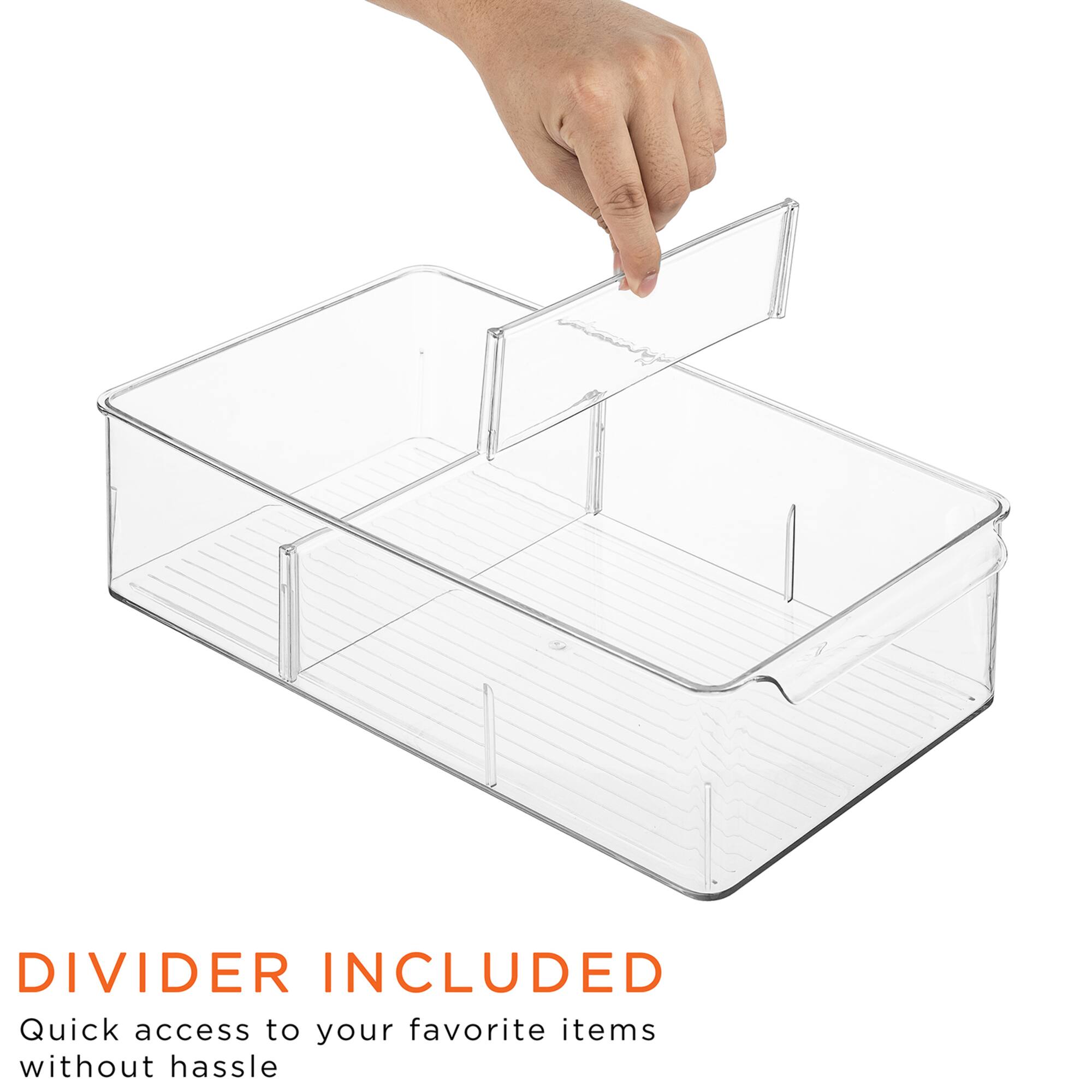 Sorbus 14.5" Clear Storage Organizer Bins with Removable Compartments, 3ct.